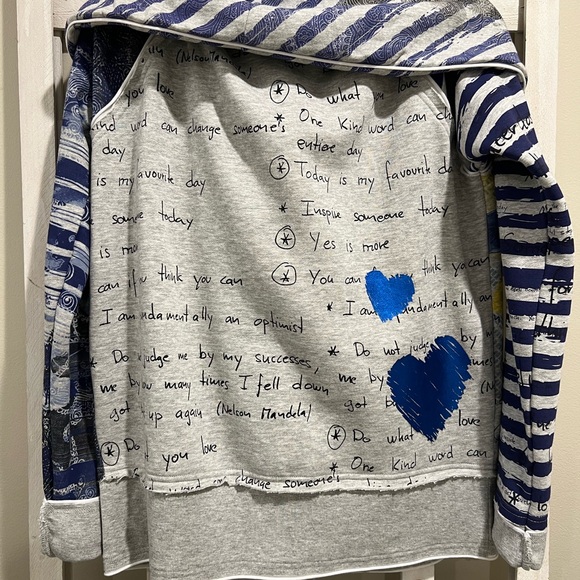 Desigual Zip Up Floral Stripe hoodie / collar - Picture 4 of 6